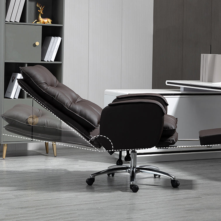 Armless Chair Modern No Distressing Leather Ergonomic Office Chair with Wheels