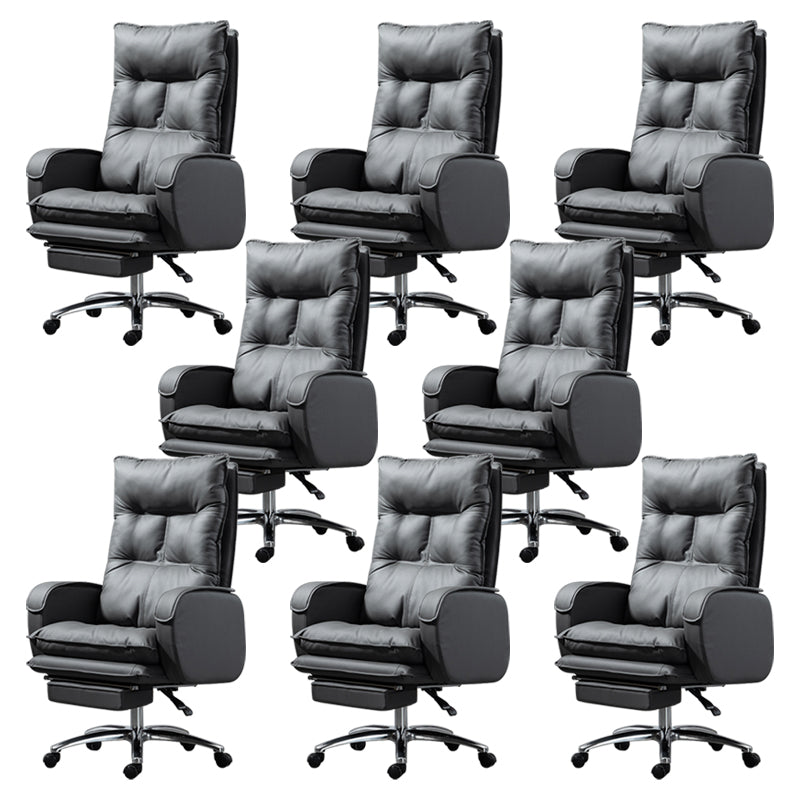 Armless Chair Modern No Distressing Leather Ergonomic Office Chair with Wheels