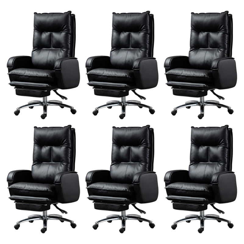 Armless Chair Modern No Distressing Leather Ergonomic Office Chair with Wheels