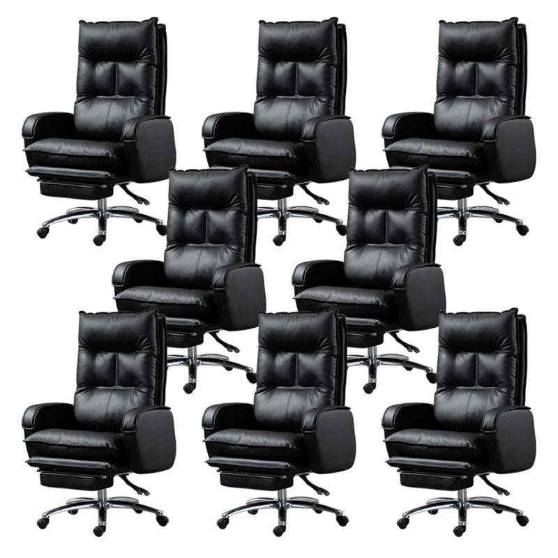 Armless Chair Modern No Distressing Leather Ergonomic Office Chair with Wheels