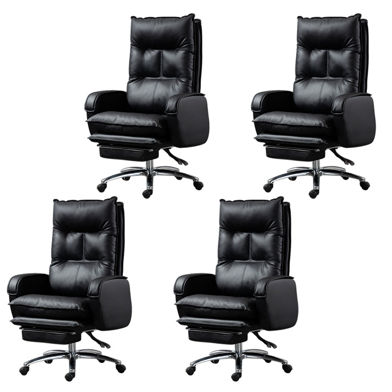 Armless Chair Modern No Distressing Leather Ergonomic Office Chair with Wheels