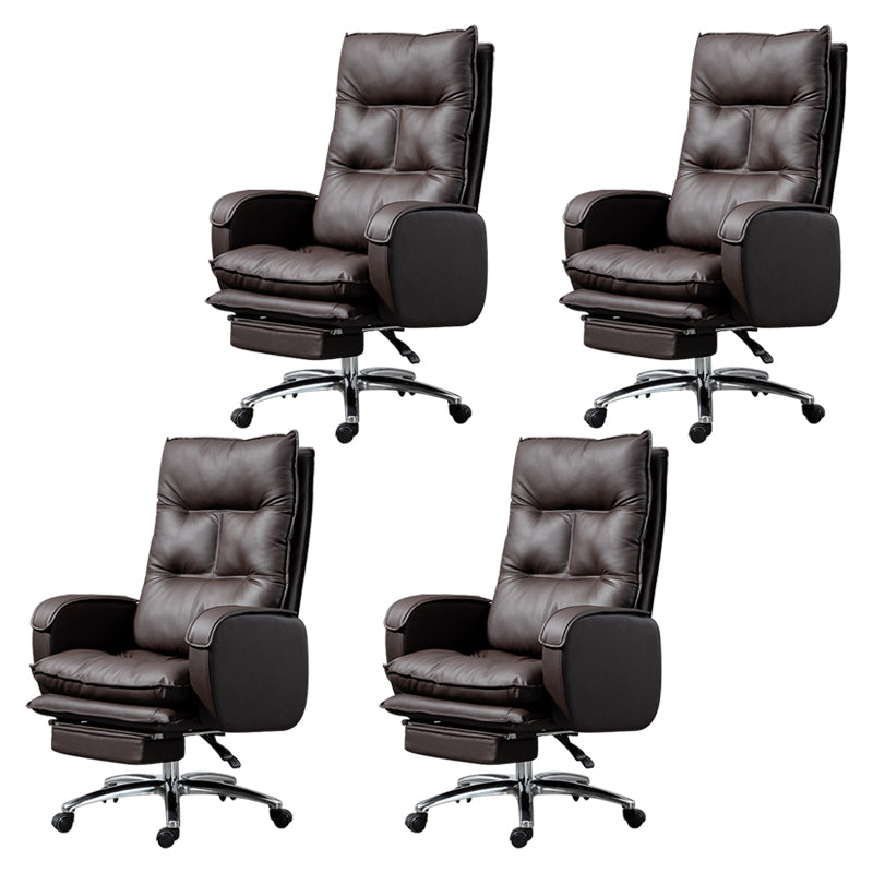 Armless Chair Modern No Distressing Leather Ergonomic Office Chair with Wheels