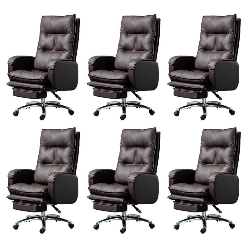 Armless Chair Modern No Distressing Leather Ergonomic Office Chair with Wheels