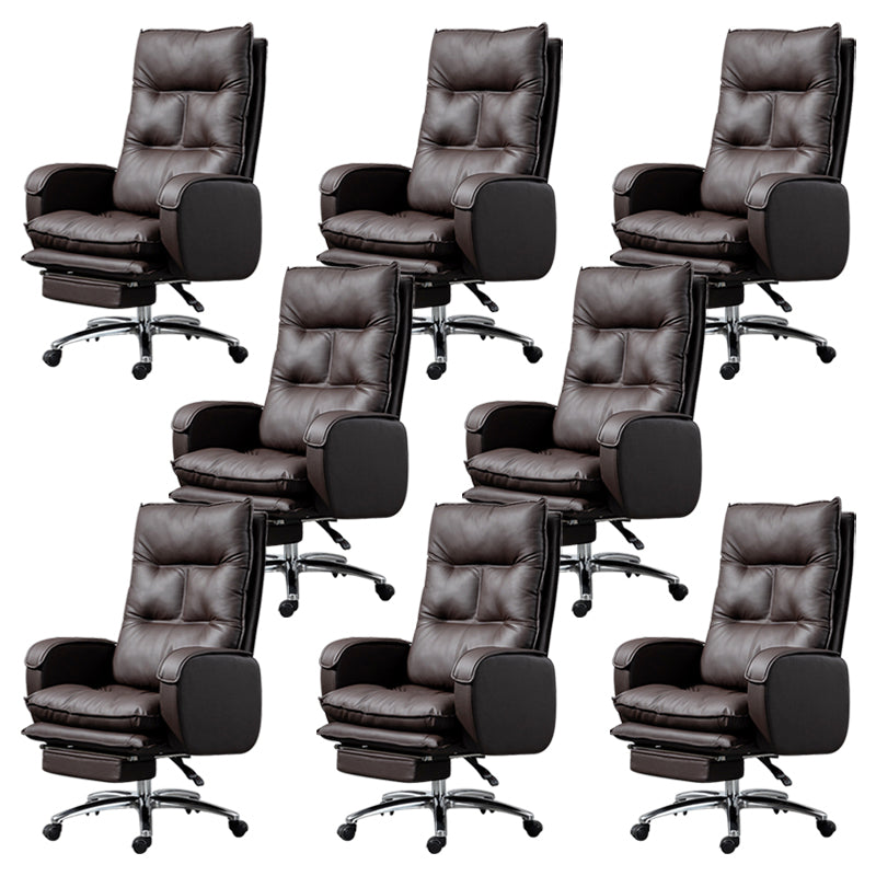 Armless Chair Modern No Distressing Leather Ergonomic Office Chair with Wheels