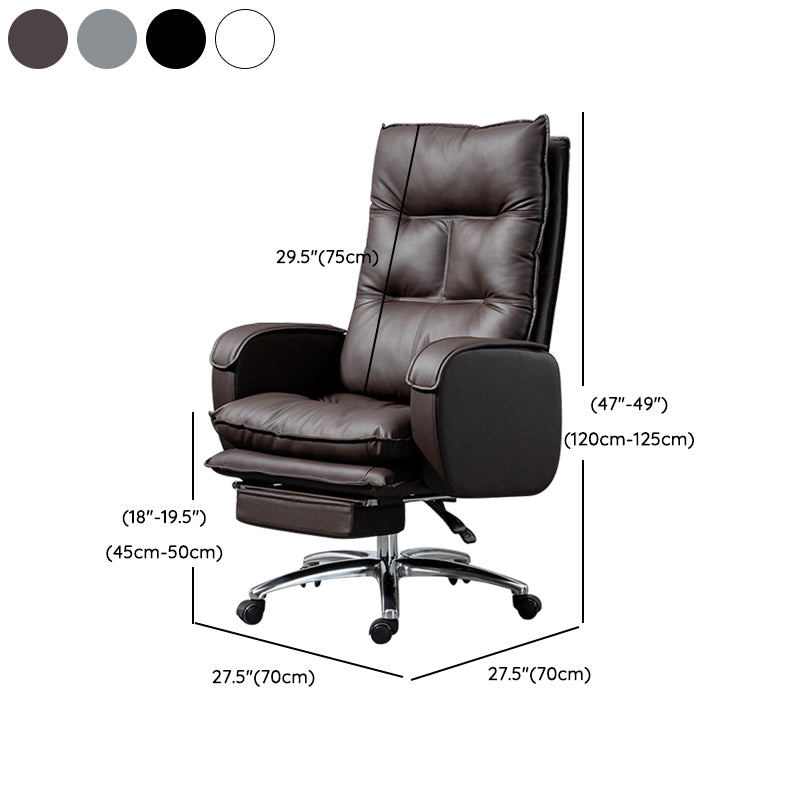 Armless Chair Modern No Distressing Leather Ergonomic Office Chair with Wheels