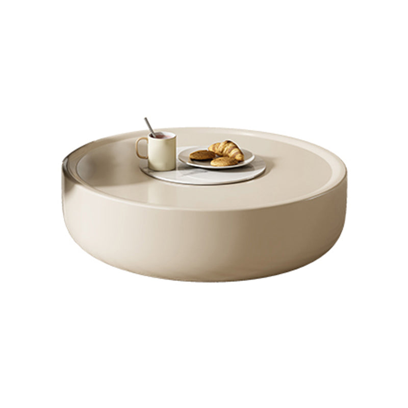 Contemporary Round White Cocktail Table 1 Drawer Drum Coffee Table Set