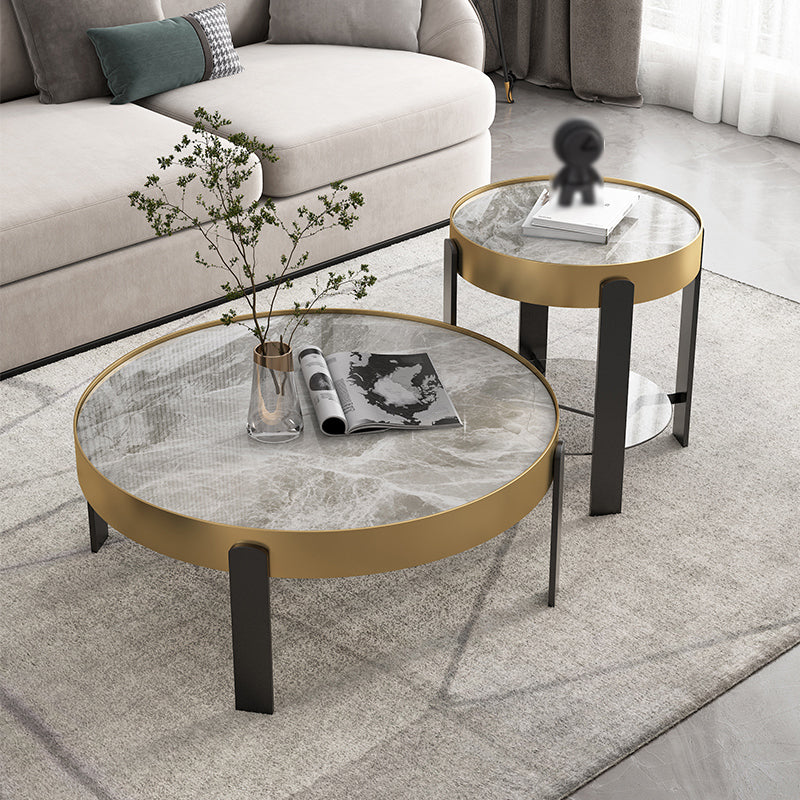 Contemporary Coffee Table Set 4 Legs Slate Coffee Cocktail Table