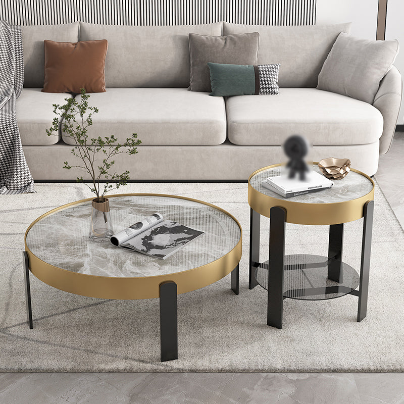 Contemporary Coffee Table Set 4 Legs Slate Coffee Cocktail Table