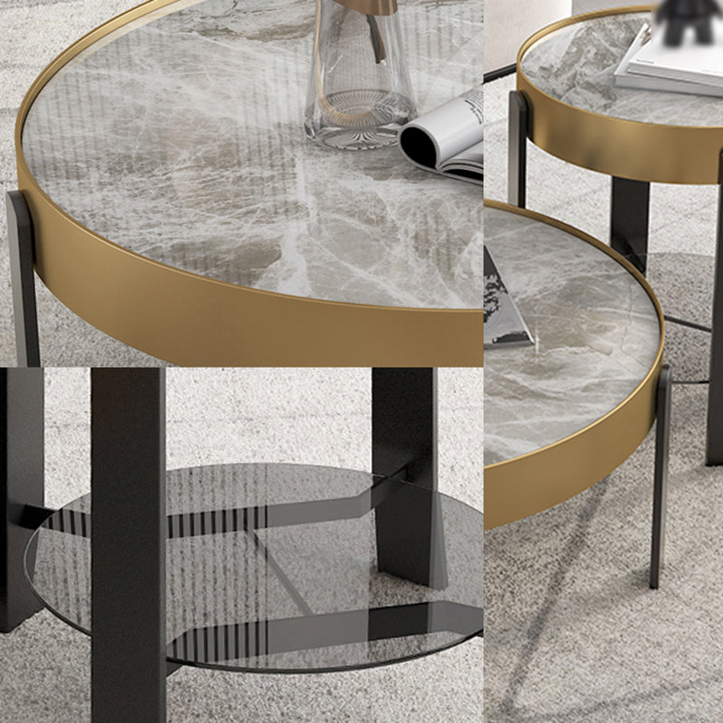 Contemporary Coffee Table Set 4 Legs Slate Coffee Cocktail Table