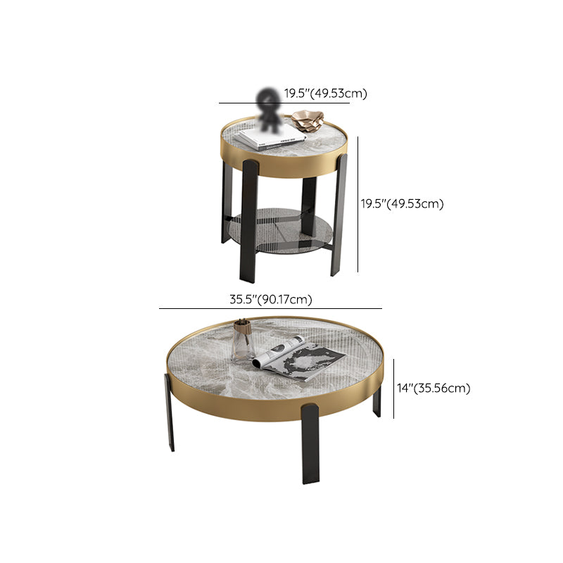 Contemporary Coffee Table Set 4 Legs Slate Coffee Cocktail Table