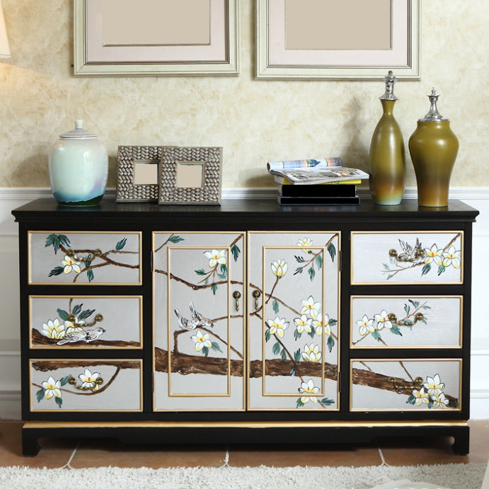 Solid Wood Traditional Storage Chest Horizontal Chest for Bedroom