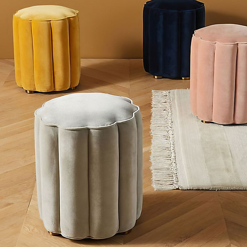 Solid Color Flannel Standard Stool Modern Style Simple Unique Shape Stool