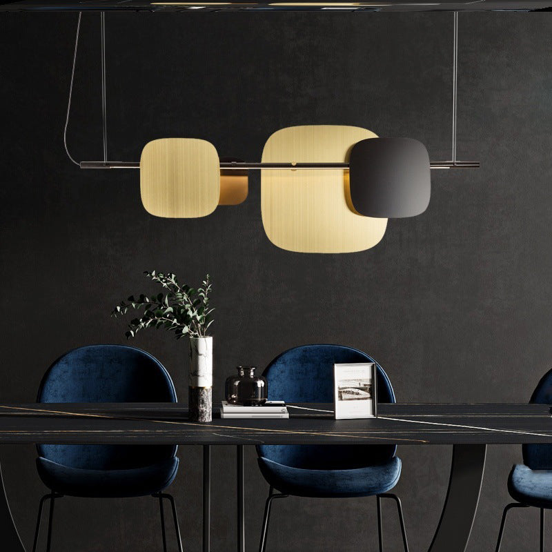 Contemporary LED Kitchen Island Lighting Metal Pendant Ceiling in Black & Gold
