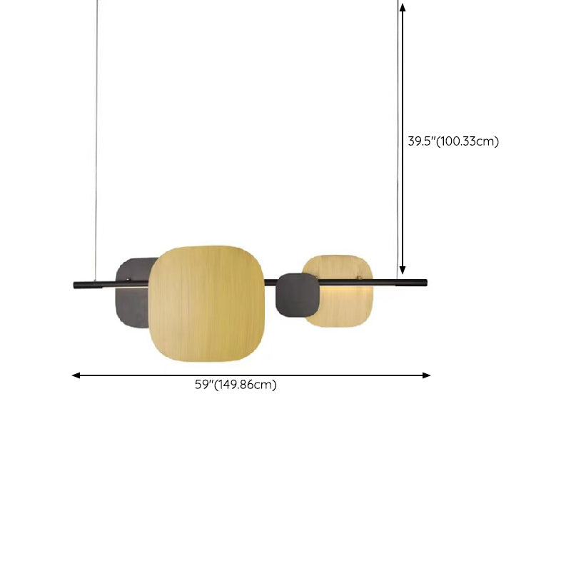 Contemporary LED Kitchen Island Lighting Metal Pendant Ceiling in Black & Gold