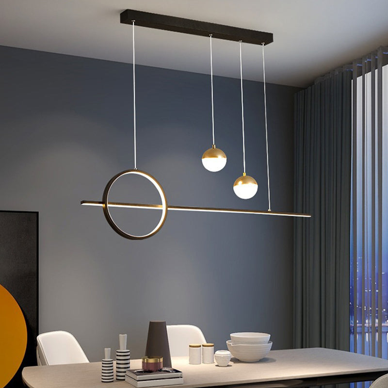 Metal and Acrylic Pendant Ceiling in Black / Gold Post Modern Kitchen Island Fixture
