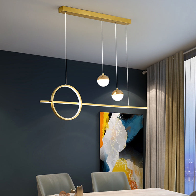 Metal and Acrylic Pendant Ceiling in Black / Gold Post Modern Kitchen Island Fixture