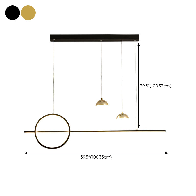 Metal and Acrylic Pendant Ceiling in Black / Gold Post Modern Kitchen Island Fixture