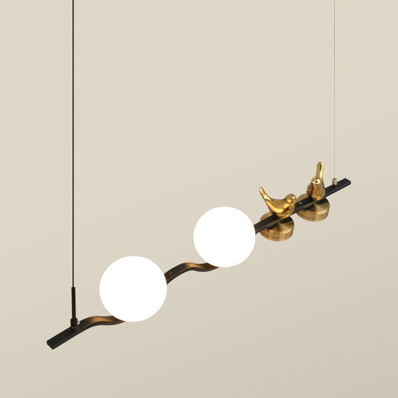 Black and Gold Kitchen Island Fixture Metal & Glass Post Modern Ceiling Pendant
