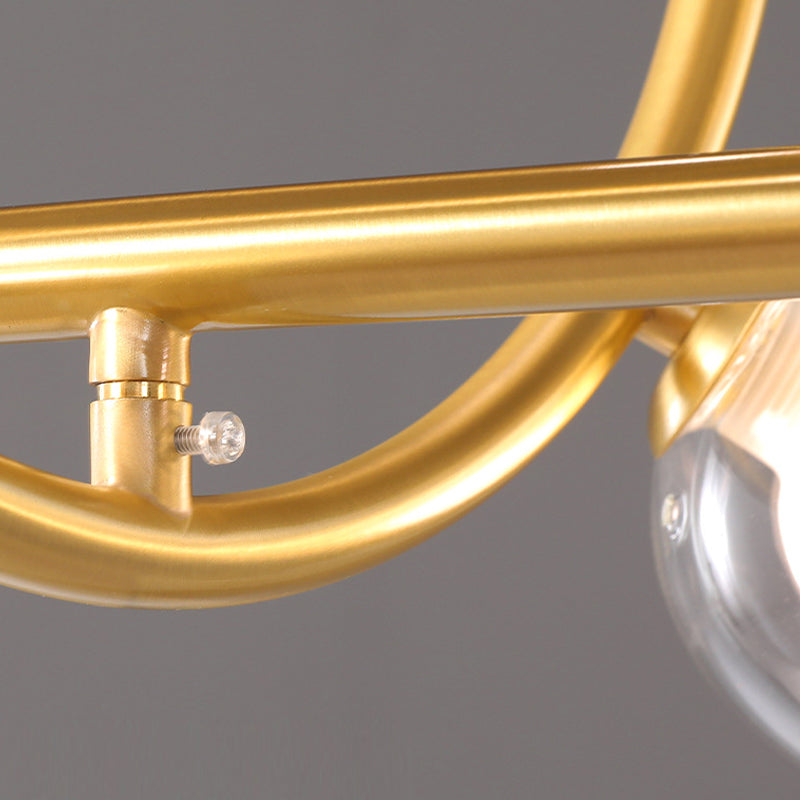 Post Modern Kitchen Island Fixture Solid Brass and Glass Pendant Ceiling Light in Gold