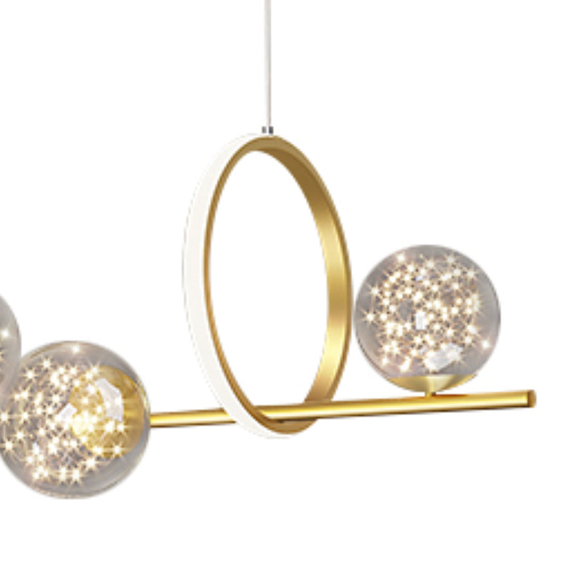 Polished Gold LED Ceiling Pendant Metal and Glass Kitchen Island Fixture