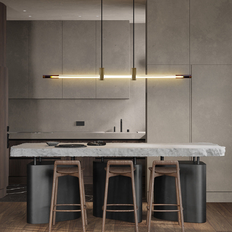 Single Modernist Brass Ceiling Lamp LED Kitchen Island Foyer Lighting