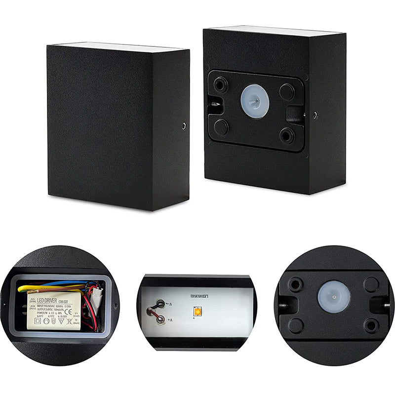 Square Shape Wall Lamp Modern Style Metal 2 Light Wall Light in Black/White