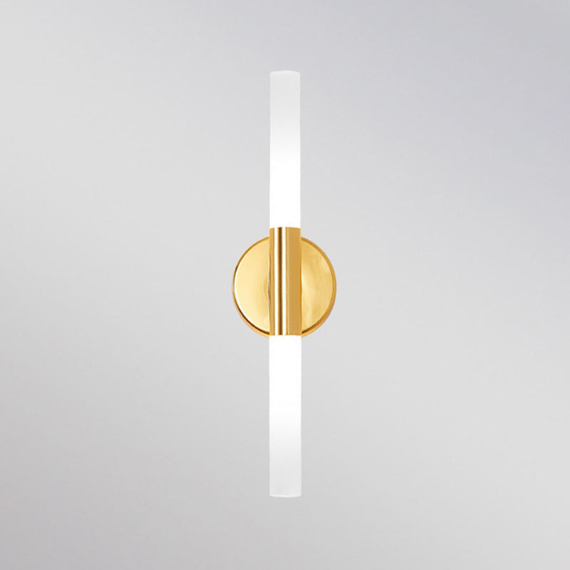 Cylinder Shape Vanity Lamp Modern Style Glass 2 Lights Bath Light in Black/Gold