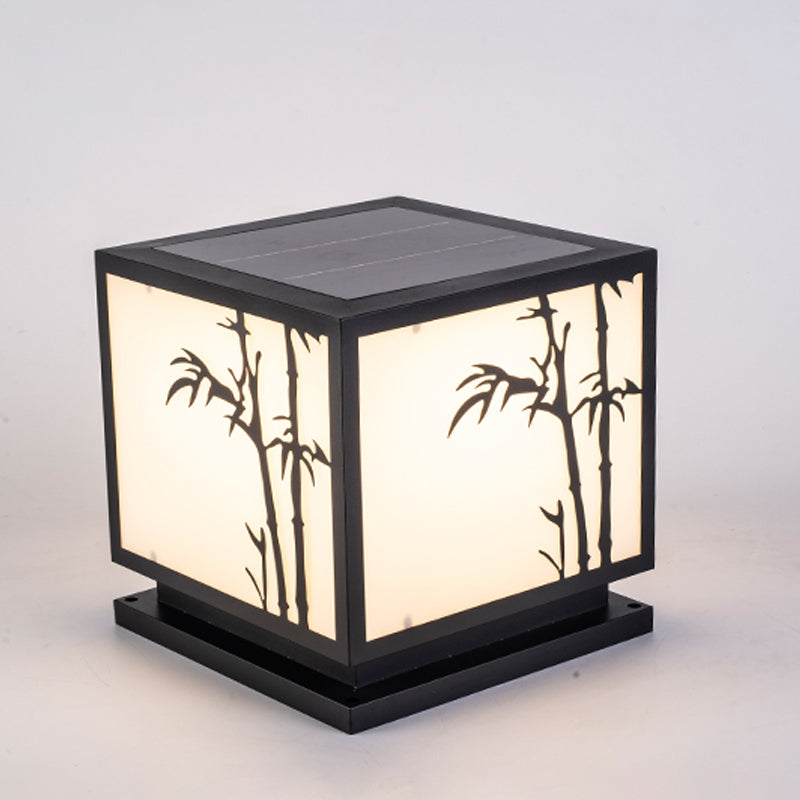 Contemporary Metallic Pillar Light Creative LED Solar Lighting Fixture for Garden