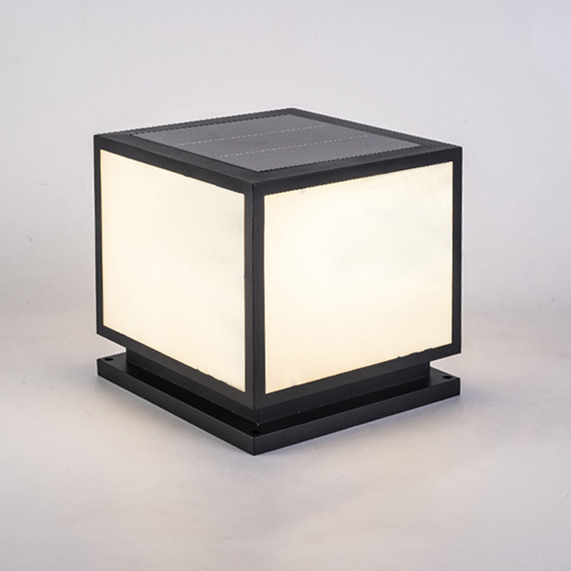 Contemporary Metallic Pillar Light Creative LED Solar Lighting Fixture for Garden