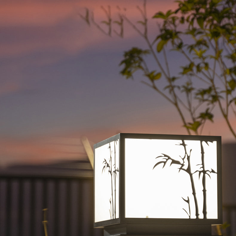 Contemporary Metallic Pillar Light Creative LED Solar Lighting Fixture for Garden