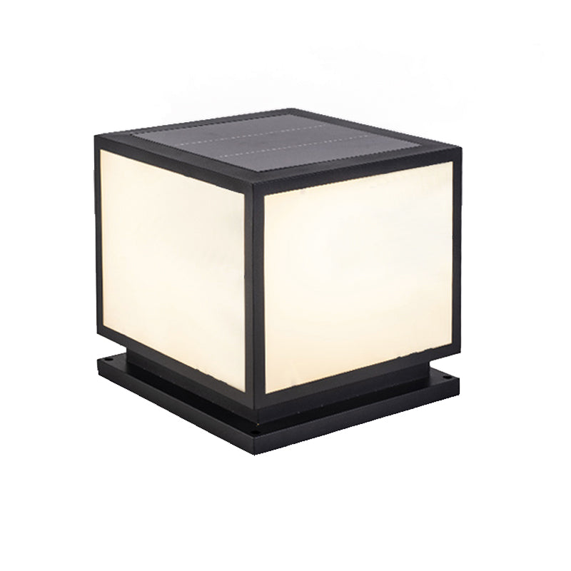 Contemporary Metallic Pillar Light Creative LED Solar Lighting Fixture for Garden