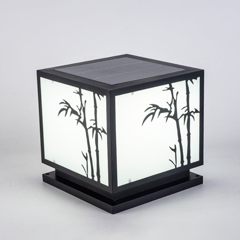Contemporary Metallic Pillar Light Creative LED Solar Lighting Fixture for Garden