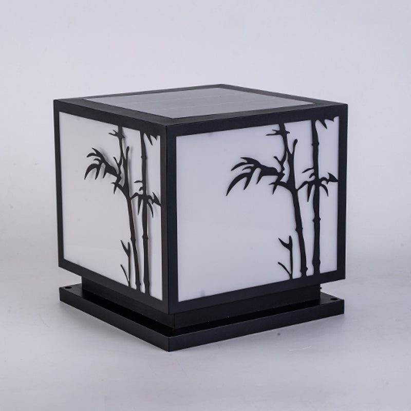 Contemporary Metallic Pillar Light Creative LED Solar Lighting Fixture for Garden