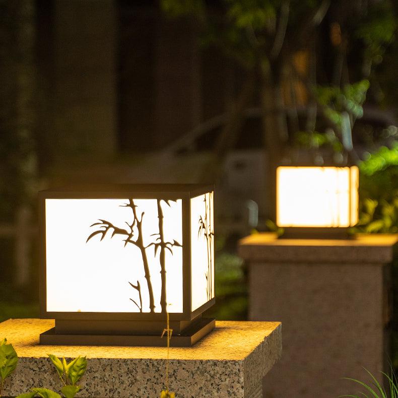 Contemporary Metallic Pillar Light Creative LED Solar Lighting Fixture for Garden