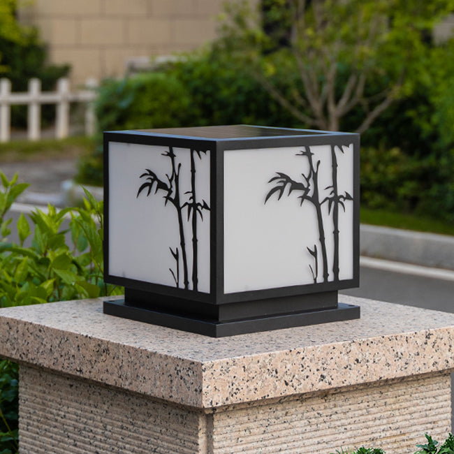 Contemporary Metallic Pillar Light Creative LED Solar Lighting Fixture for Garden
