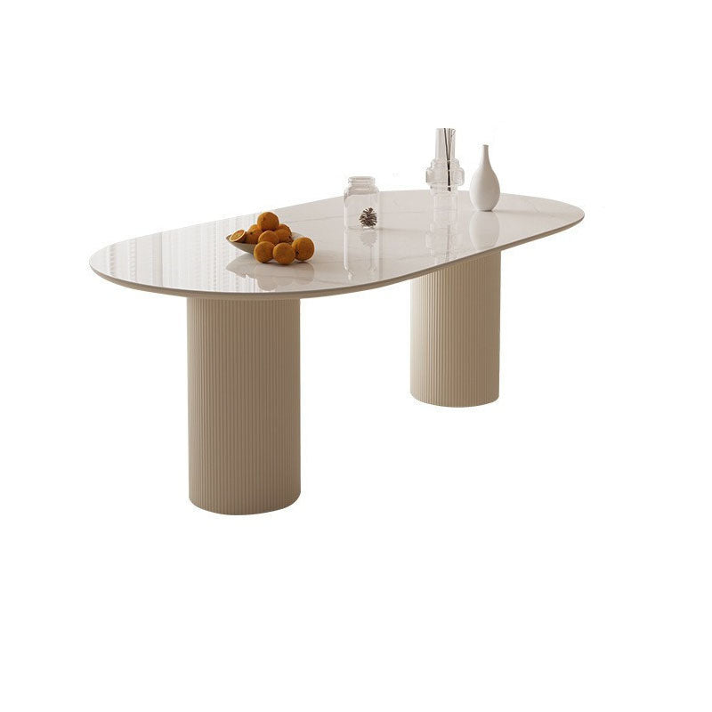 Dining Room Dinner Kitchen Table Double Pedestal Stone Oval Dining Table