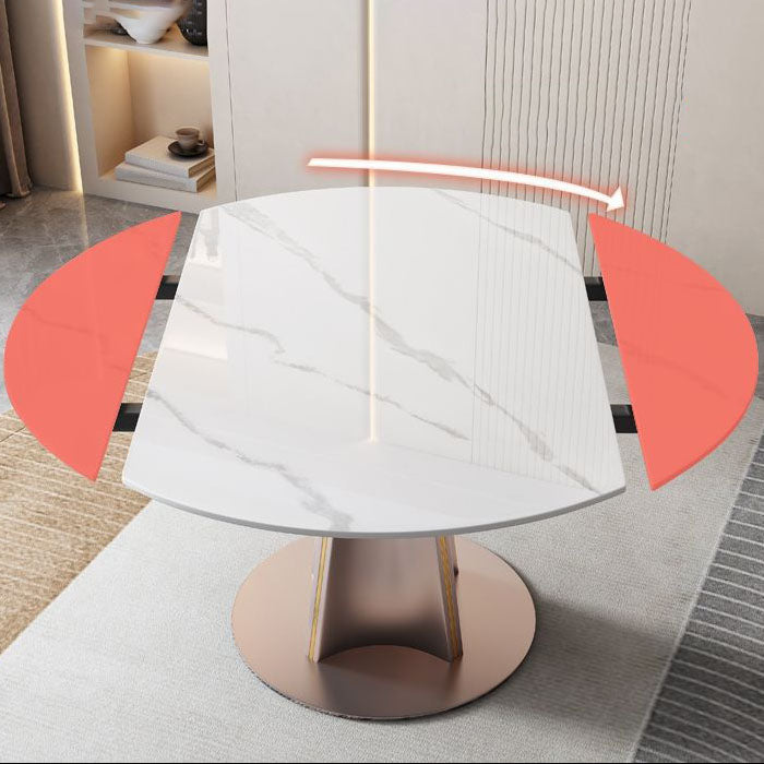 Metal Pedestal Dining Table Extendable Dining Table for Kitchen