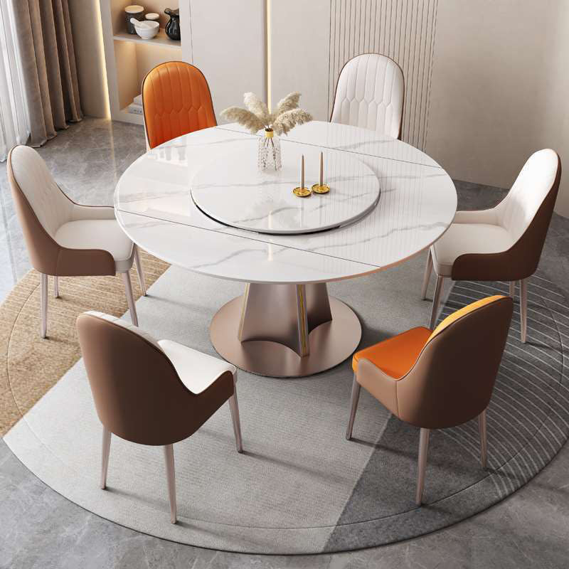 Metal Pedestal Dining Table Extendable Dining Table for Kitchen