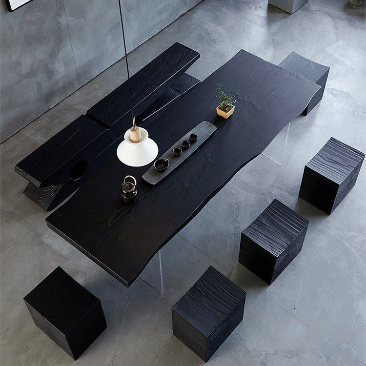 Pine Solid Wood Dining Table Acrylic Base Table for Dining Room