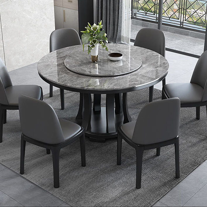 Rubberwood Solid Wood Pedestal Dining Table Convertible Dining Table
