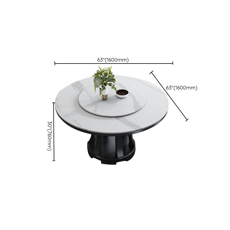 Rubberwood Solid Wood Pedestal Dining Table Convertible Dining Table