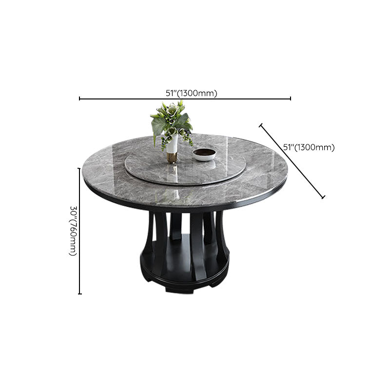 Rubberwood Solid Wood Pedestal Dining Table Convertible Dining Table