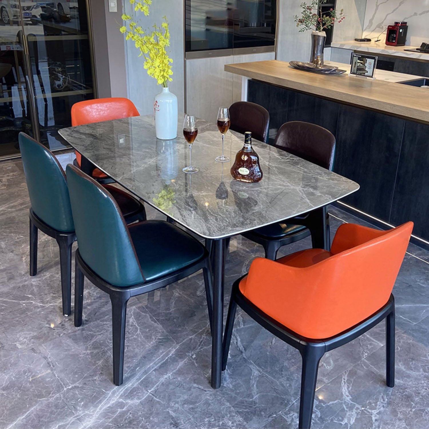 4 Legs Dining Table Rectangle Sintered Stone Table for Kitchen