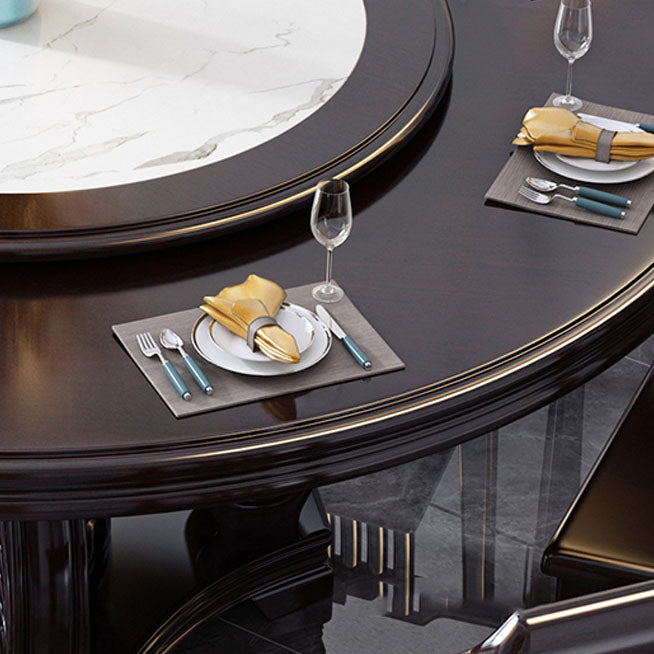 Pedestal Dining Table Solid Wood Convertible Table for Dining Room