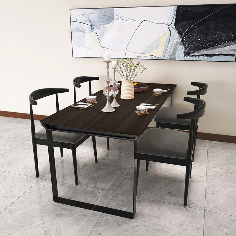 Black Pine Wood Modern Dining Table Set 1/5/7 Pcs Dinette Set for Home