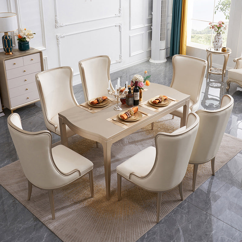 Nordic 1/2/7 Pieces Furniture Rectangle Stone Dining Table Set in White