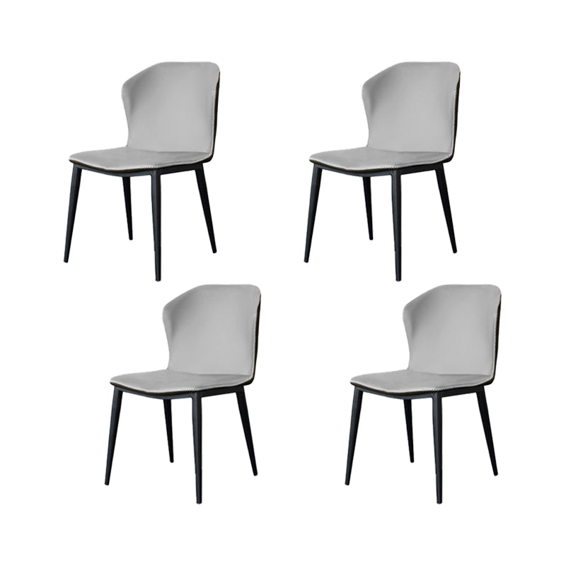 Faux Leather Kitchen Dining Chairs Contemporary Side Chairs with Metal Legs