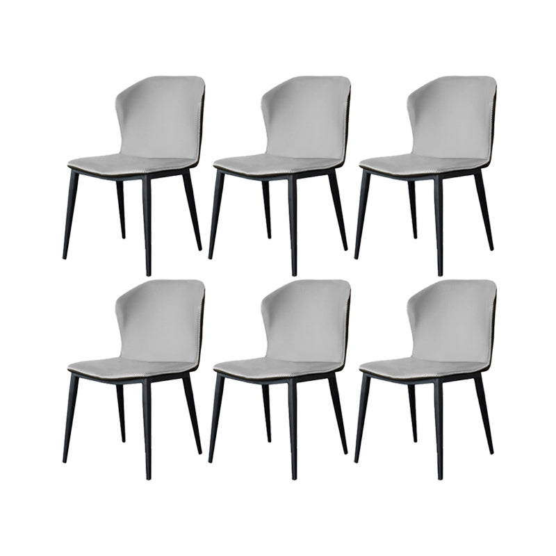 Faux Leather Kitchen Dining Chairs Contemporary Side Chairs with Metal Legs