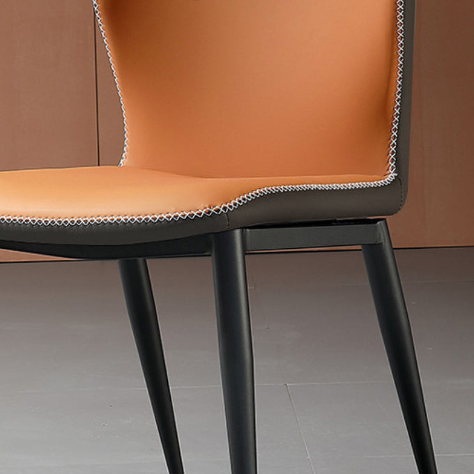 Faux Leather Kitchen Dining Chairs Contemporary Side Chairs with Metal Legs