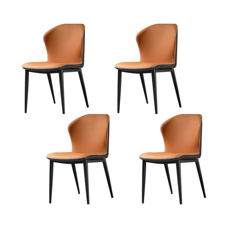 Faux Leather Kitchen Dining Chairs Contemporary Side Chairs with Metal Legs